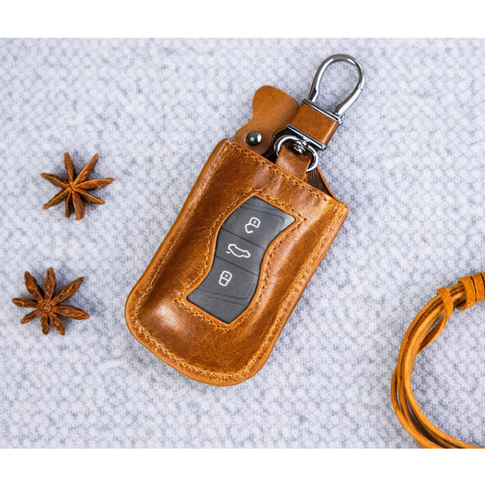 Leather Smart Key Fob Pouch Personalized, 3 Colors