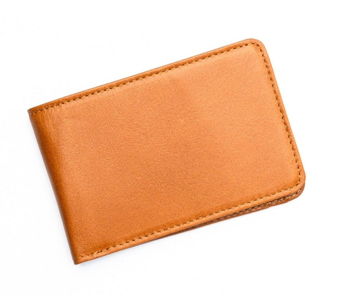 Compact leather bifold wallet, personalized with engraving, RFID blocking