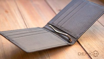 Slim Leather Money Clip Wallet 10 Cards, Personalized, RFID Blocking