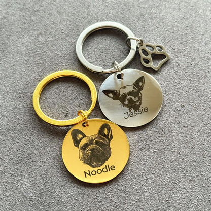 Round Stainless Steel Keychain Engraved, Gold & Silver