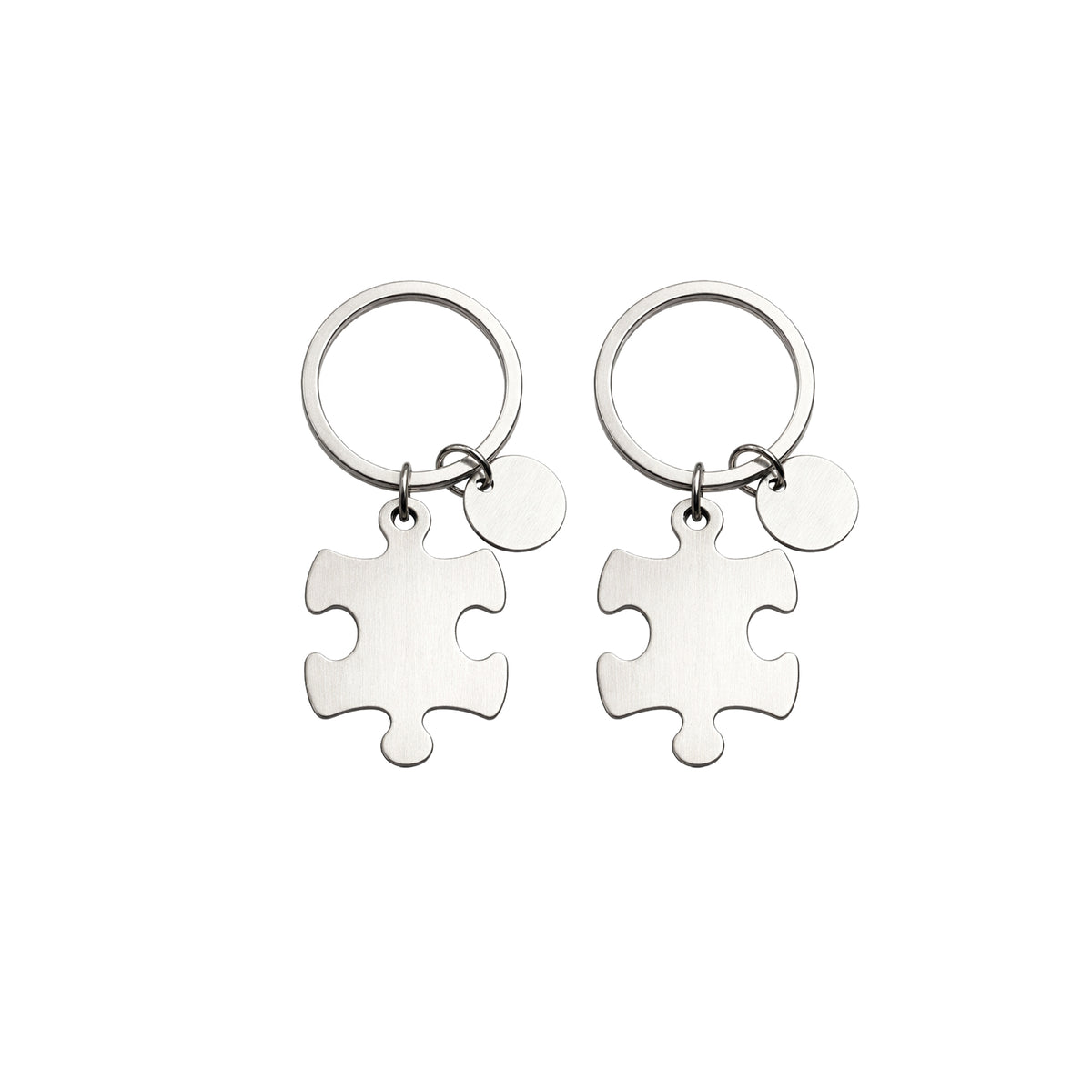 Matching puzzle piece keychain set, personalized with engraving
