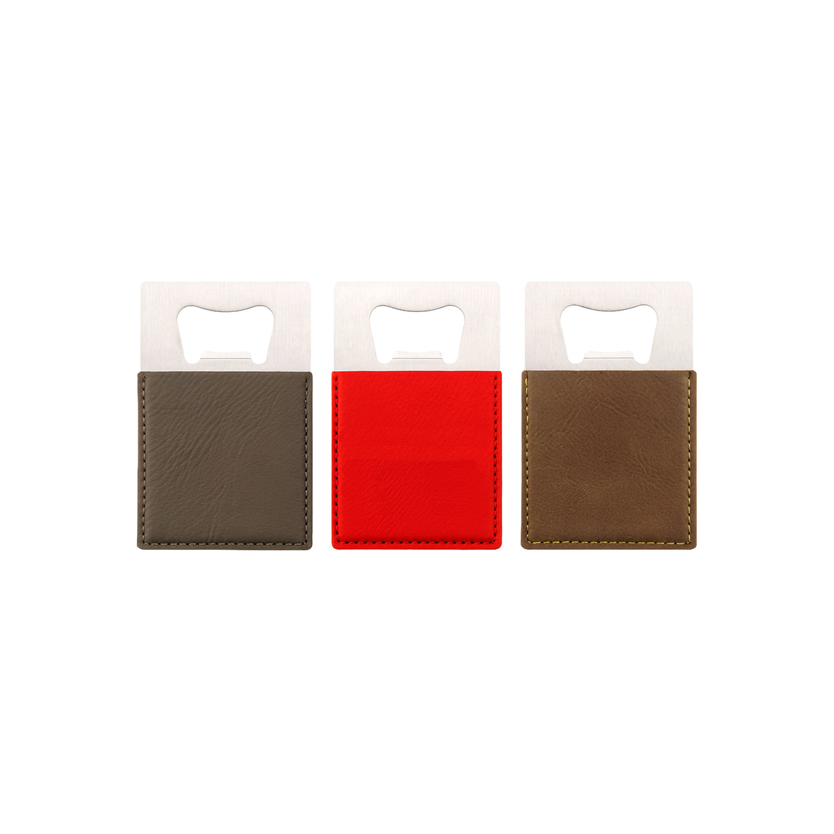 Leather-wrapped pocket bottle opener, 4 inch, personalized with engraving