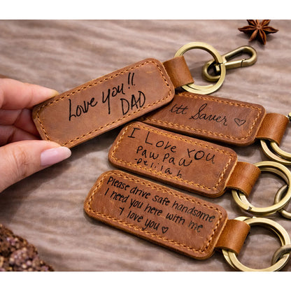 Thick Leather Keychain 5 Colors, Engraved