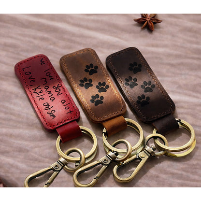 Thick Leather Keychain 5 Colors, Engraved