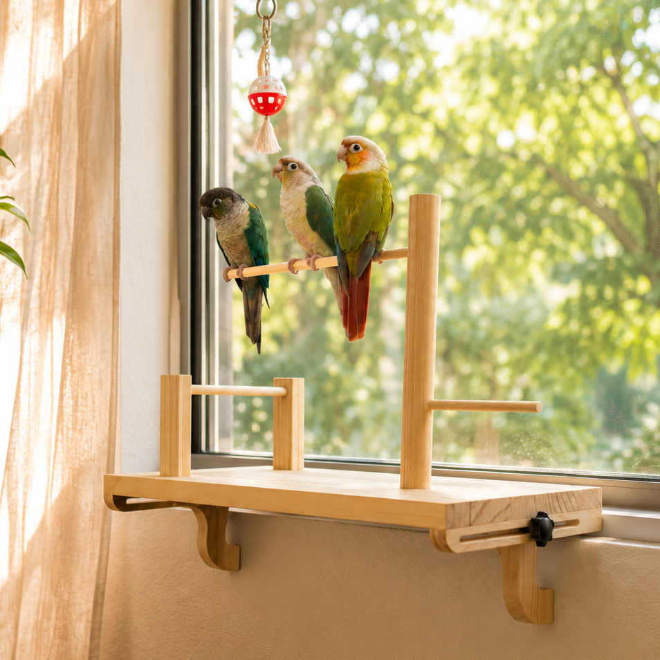 Adjustable Window Bird Perch Stand