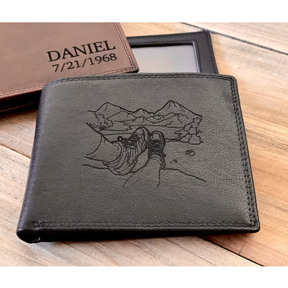 Personalized Bifold Men's Wallet Crazy Horse Leather, RFID