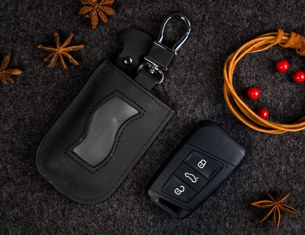 Genuine Leather Car Key Pouch Brown