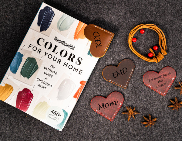 Heart Bookmark Light Brown Leather