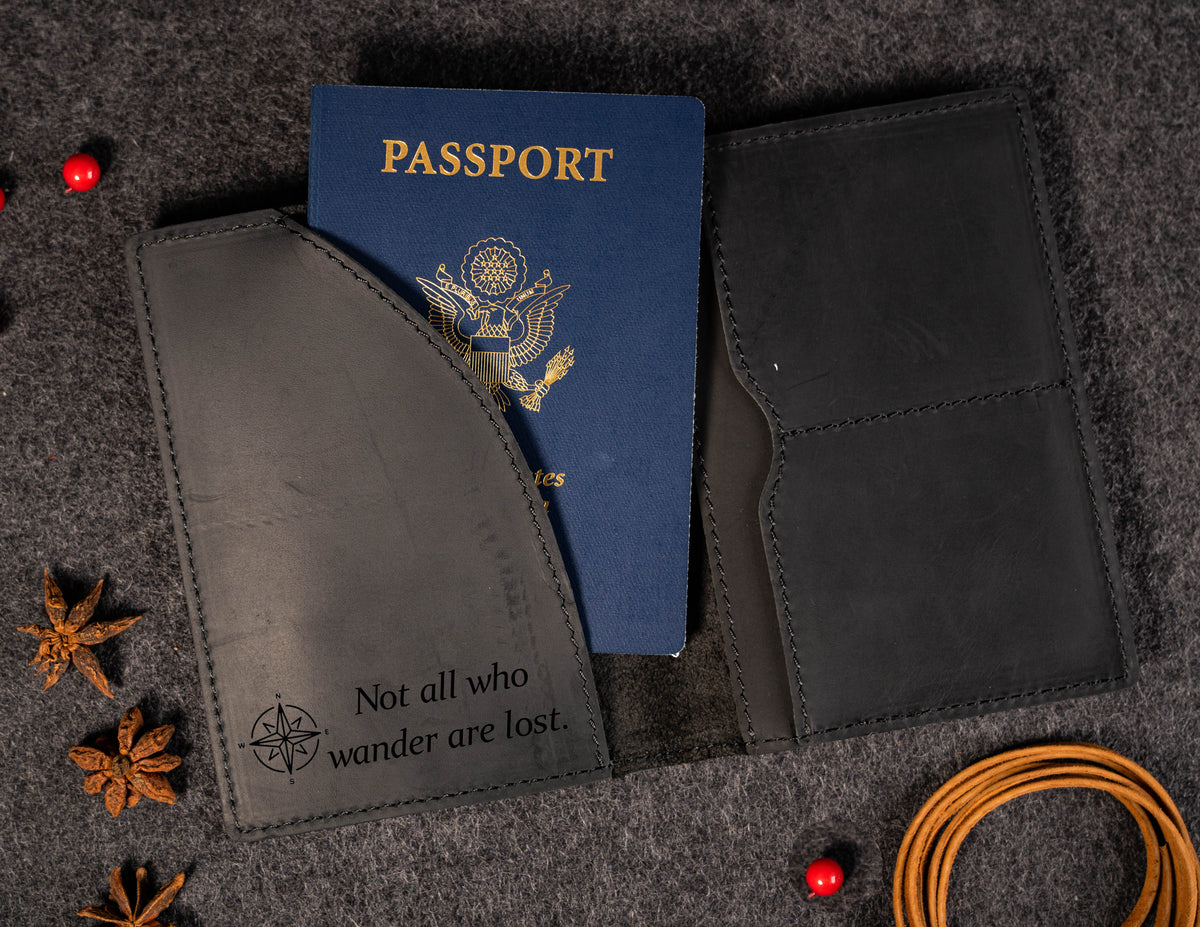 Genuine Leather Passport Holder Personalized, 4 Colors