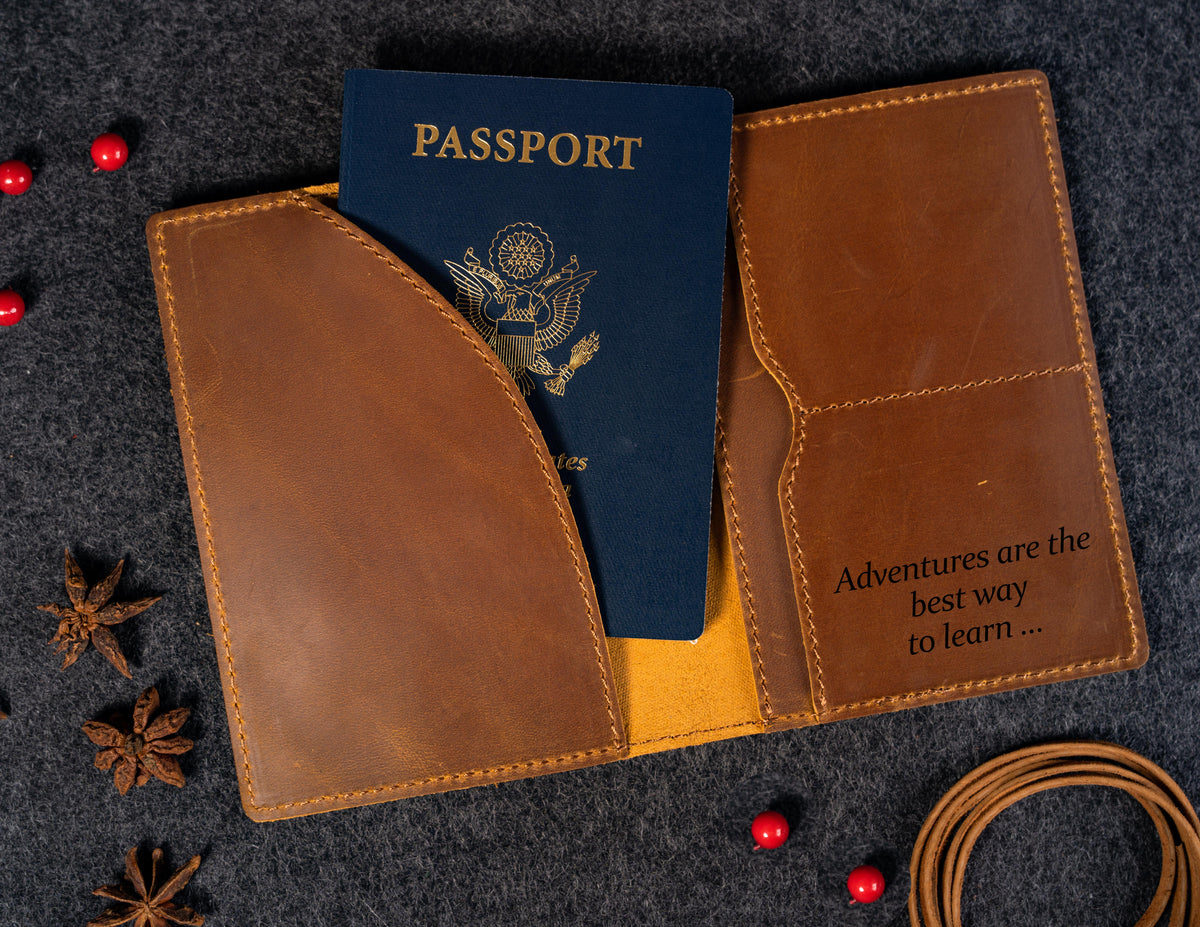 Genuine Leather Passport Holder Personalized, 4 Colors