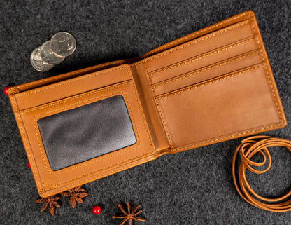 Crazy Horse Leather Trifold Wallet Personalized, RFID Blocking