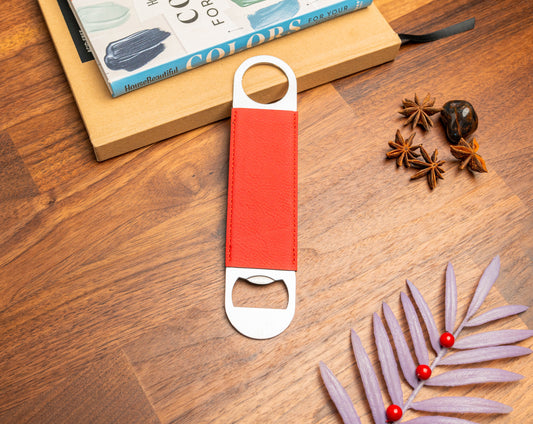 Leather Wrapped Bottle Opener 7" Personalized Wedding Favor