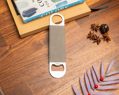 Leather Wrapped Bottle Opener 7" Personalized Wedding Favor