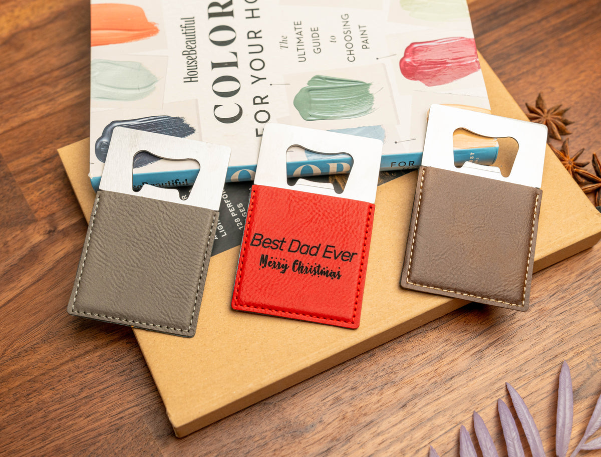 Leather Wrapped Bottle Opener 4" Personalized, Pocket Size