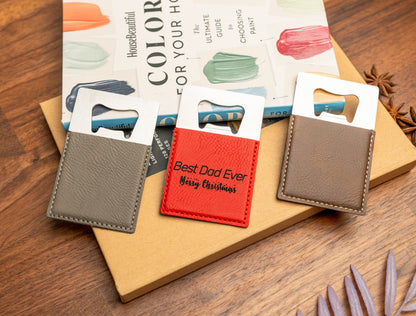 Leather Wrapped Bottle Opener 4" Personalized, Pocket Size