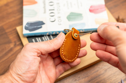 Personalized Leather AirTag Holder Engraved Keychain Case