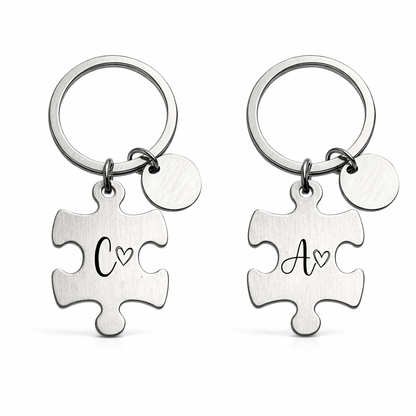 Puzzle Piece Keychain Engraved Matching Set