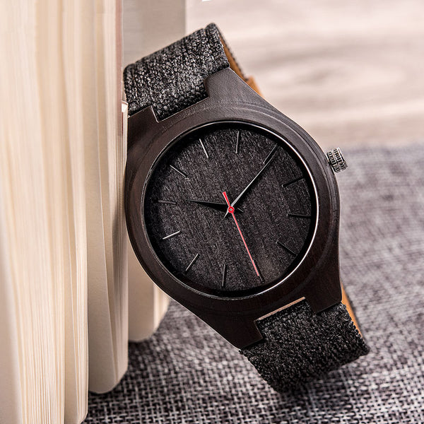 Derichi Dark Canvas Wooden Watch