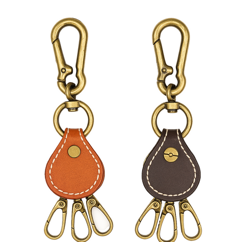 3 clasp Leather Keychain