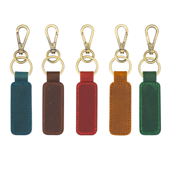 leather keychain with brass clasp