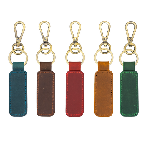 leather keychain with brass clasp