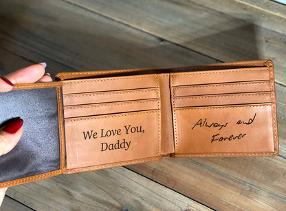 Crazy Horse Leather Trifold Wallet Personalized, RFID Blocking
