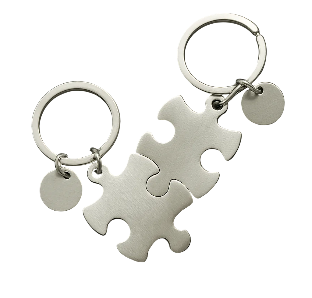Puzzle Piece Keychain Engraved Matching Set