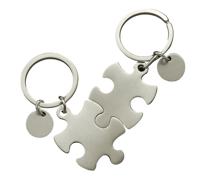 Puzzle Piece Keychain Engraved Matching Set
