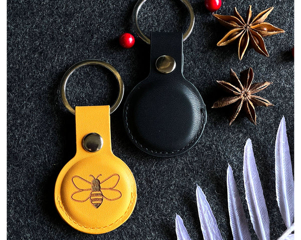 Leather Airtag Holder Brown