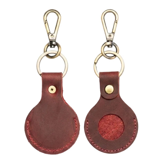Genuine leather AirTag holder, personalized with engraving, available in three colors