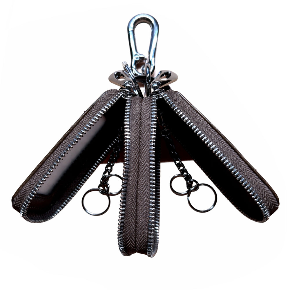 Double Zipper Leather Car Key Case Personalized