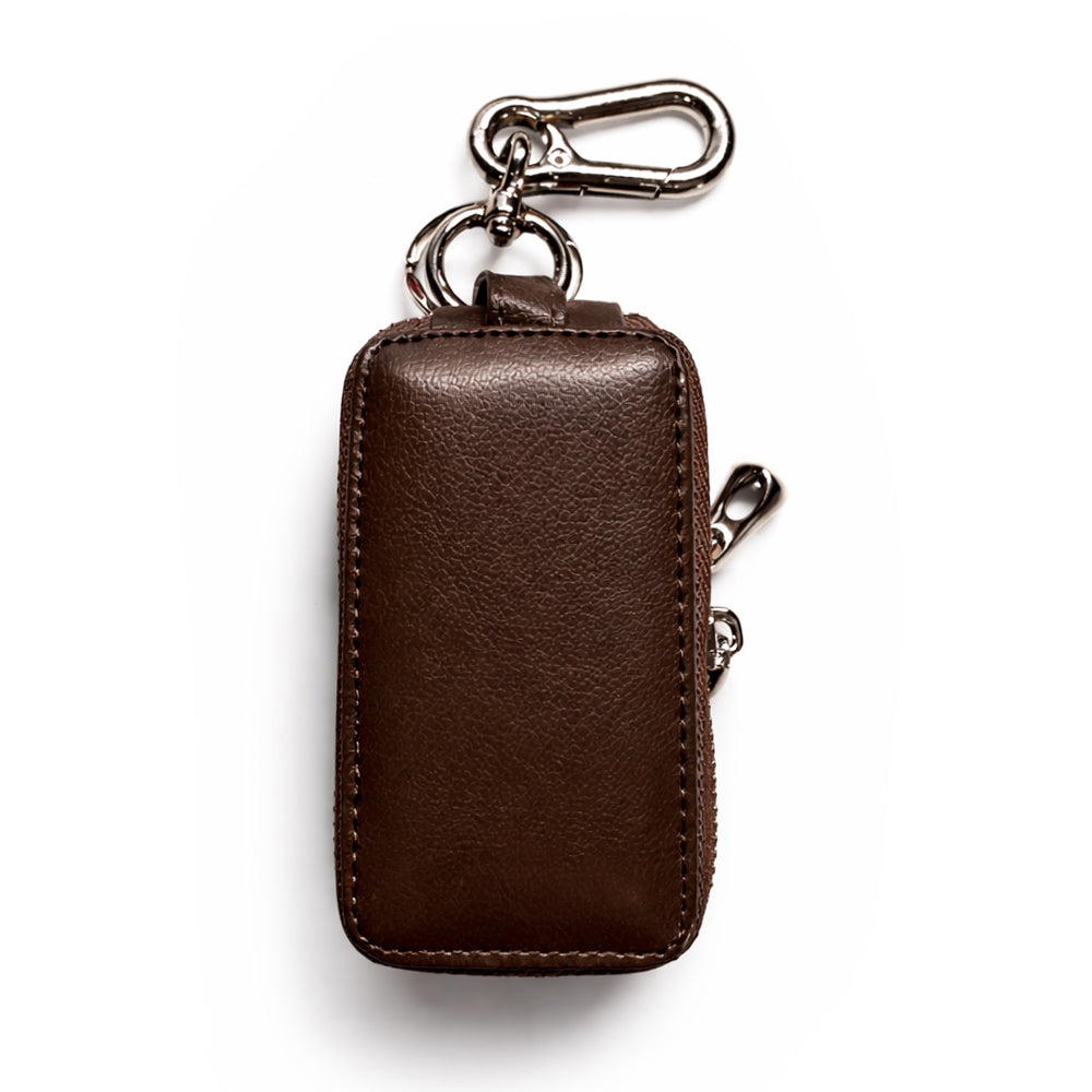 Double Zipper Leather Car Key Case Personalized