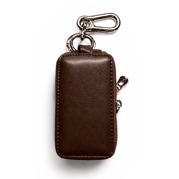 Double Zipper Genuine Leather Keychain Car Key Bag