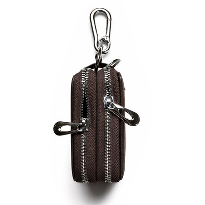 Double Zipper Leather Car Key Case Personalized