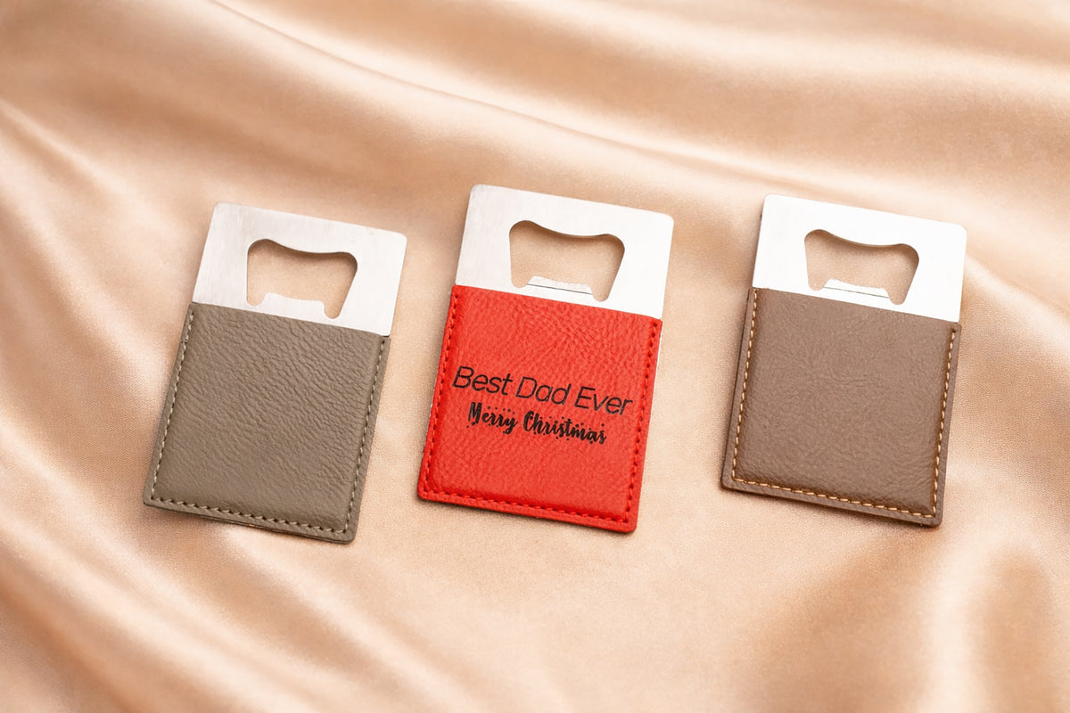 Leather Wrapped Bottle Opener 4" Personalized, Pocket Size