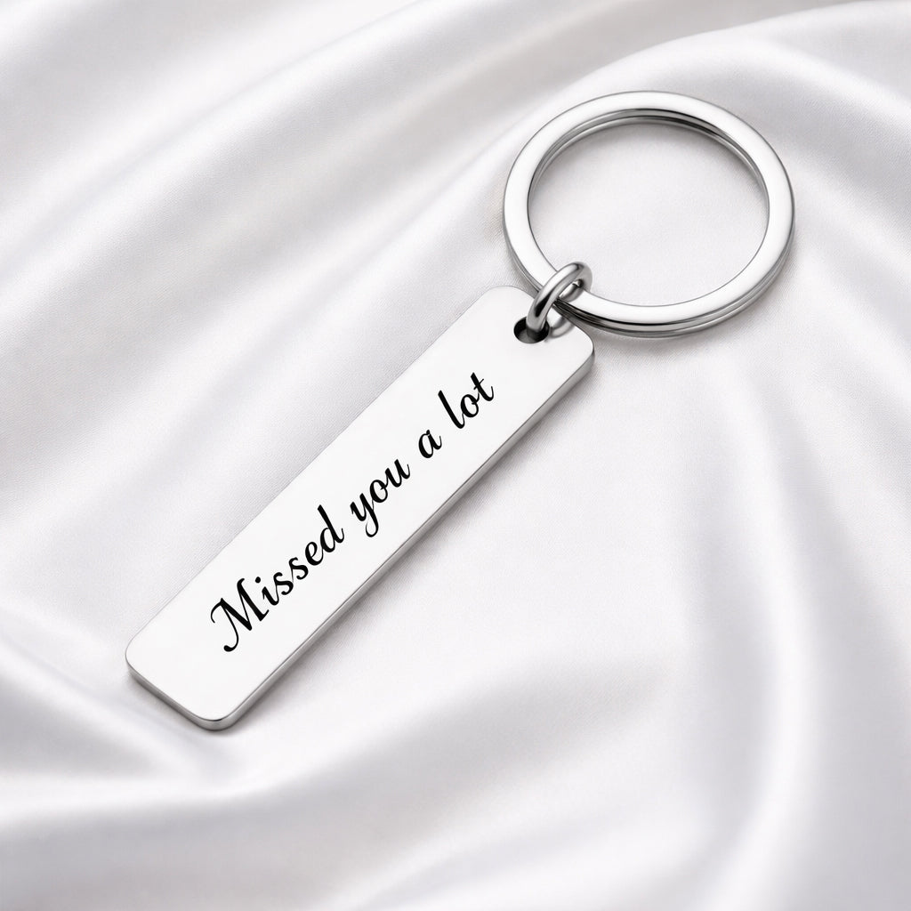 Engraved Stainless Steel Bar Keychain Gold & Silver