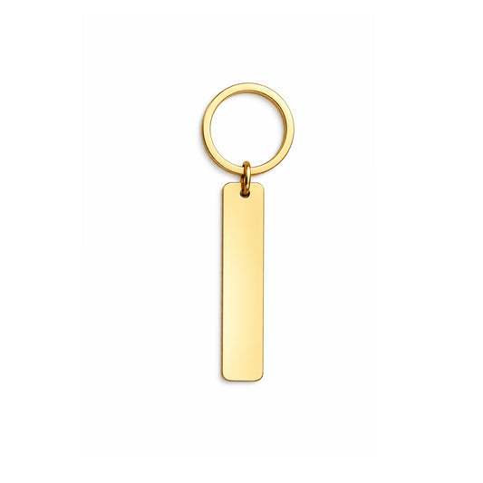 Engraved Stainless Steel Bar Keychain — Gold & Silver