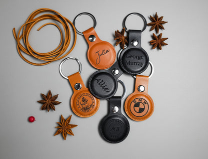 Faux Leather AirTag Holder Personalized, 3 Colors