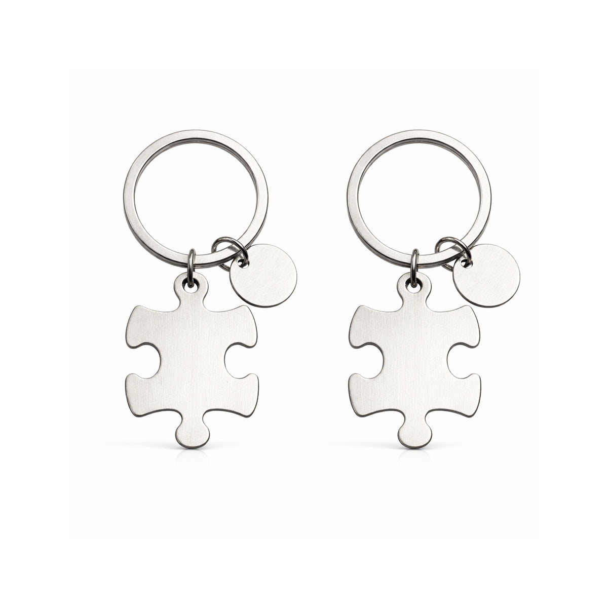 Puzzle piece keychains, engraved matching set
