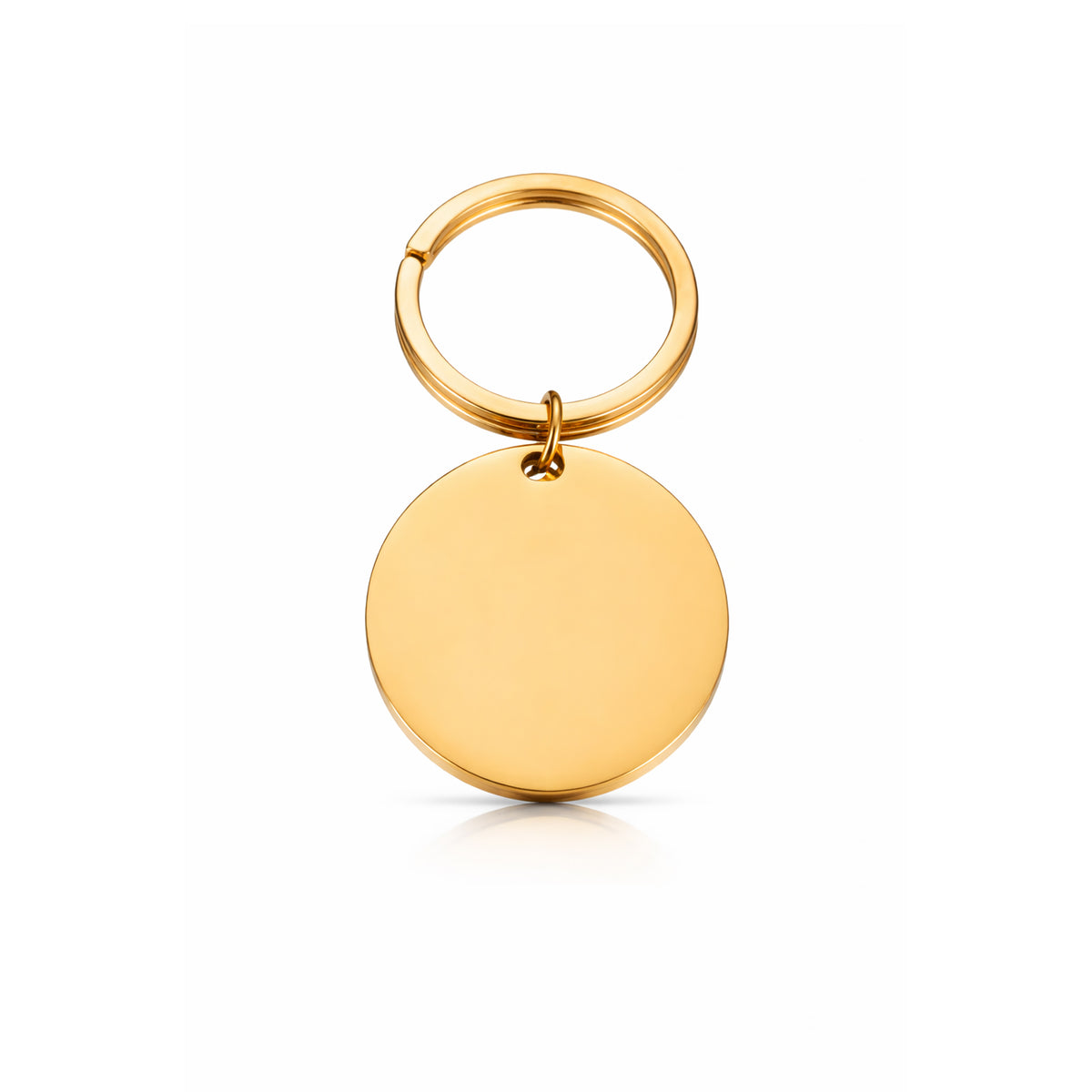 Round Stainless Steel Keychain Engraved, Gold & Silver