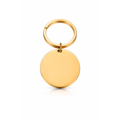 Round Stainless Steel Keychain Engraved, Gold & Silver
