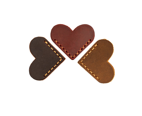 Heart Bookmark Wine Red Leather