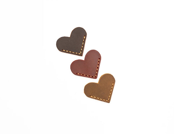 Heart Bookmark Wine Red Leather