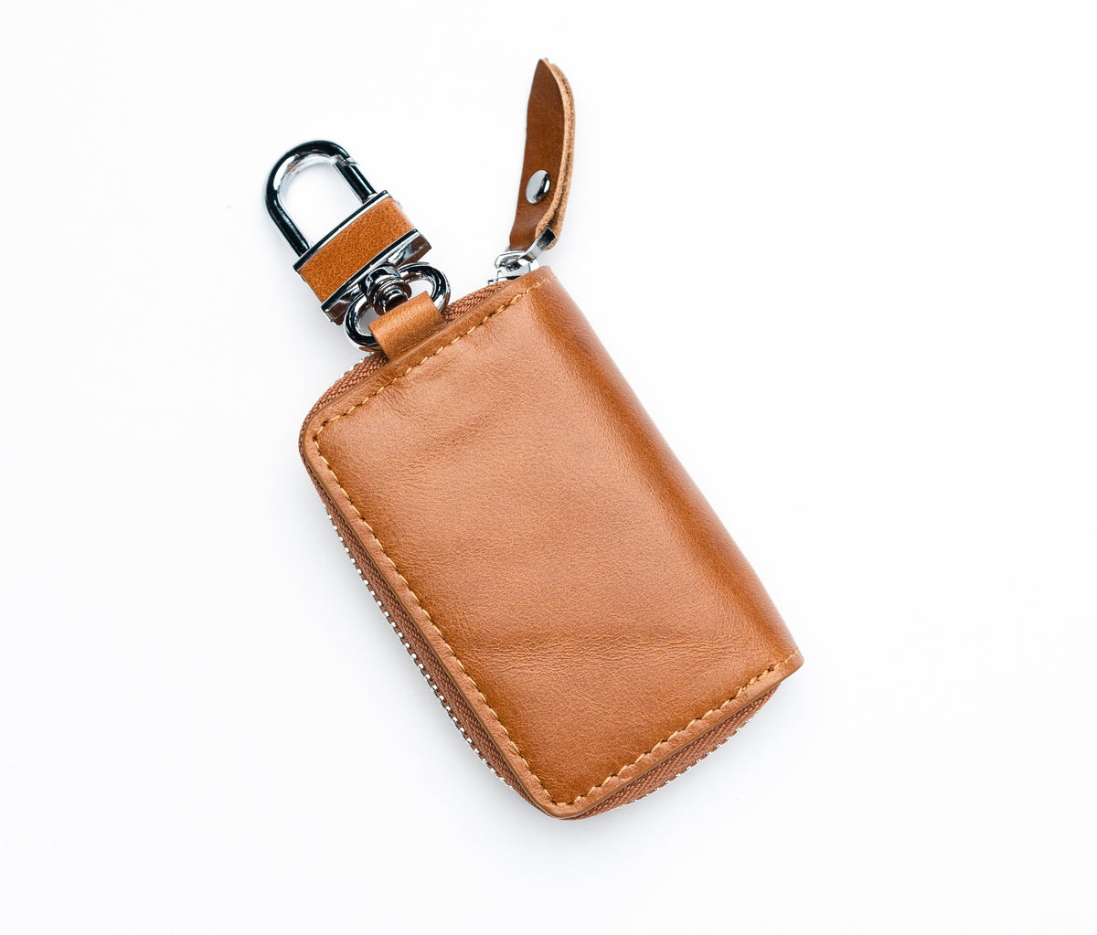 Premium Leather Car Key Case Personalized, Brown & Dark Brown