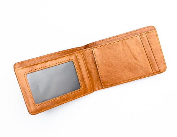 Bi Fold Men Wallet RFID blocking Brown