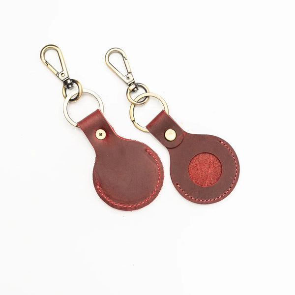 Genuine Leather Airtag Holder Brown