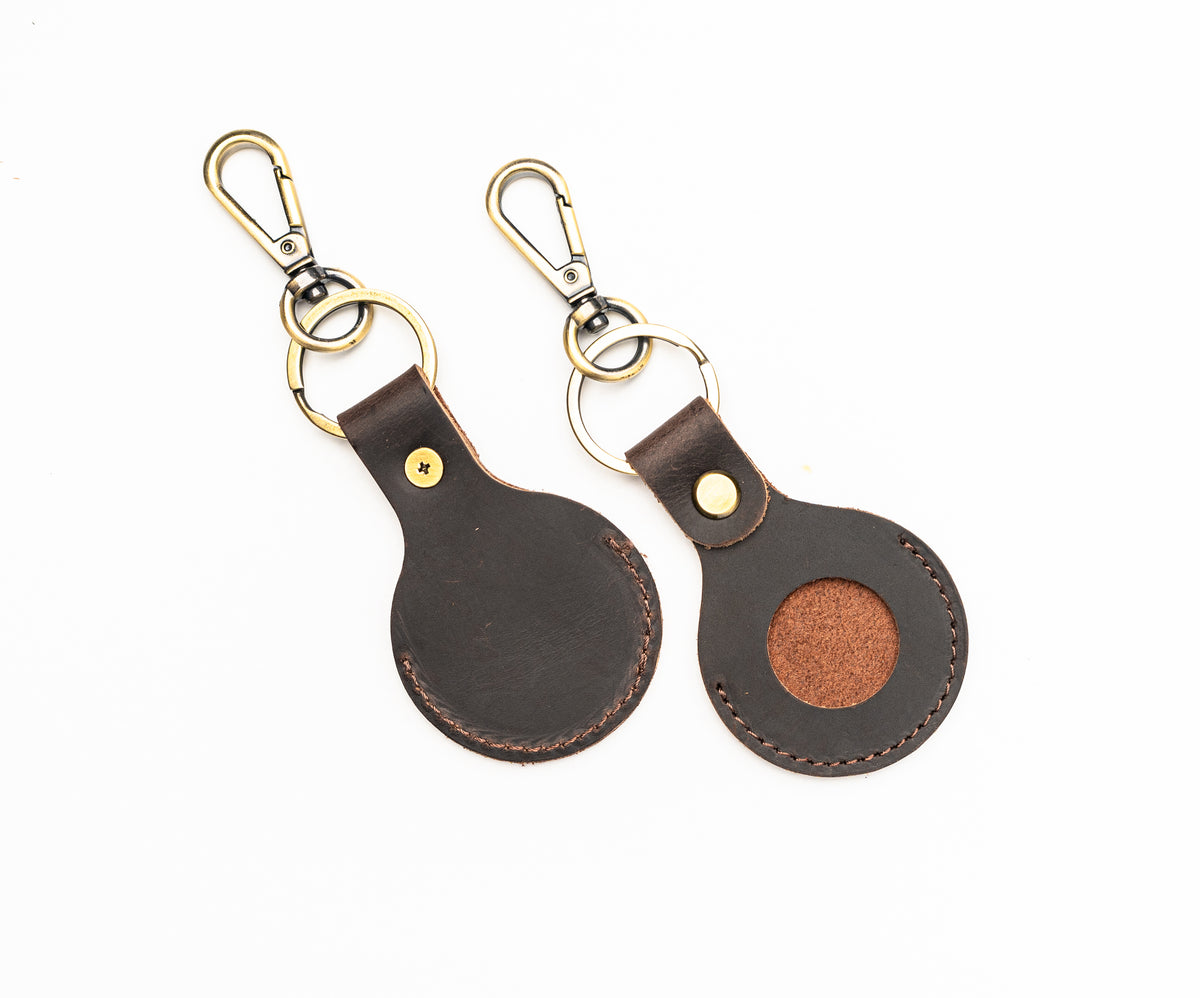 Genuine Leather AirTag Holder Personalized, 3 Colors