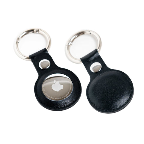Leather Airtag Holder Black