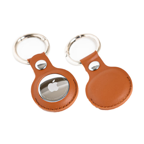 Leather Airtag Holder Brown