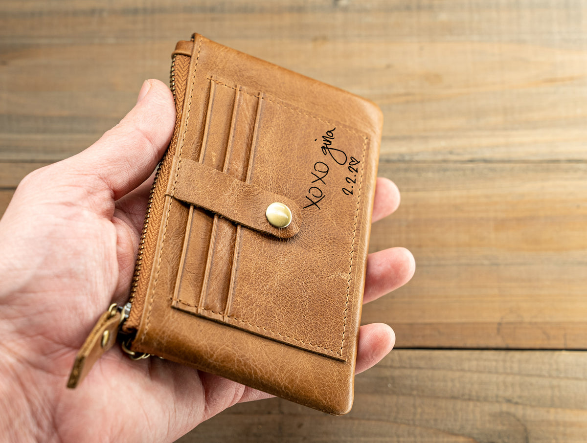 Leather Card & Coin Purse with Key Ring RFID Blocking
